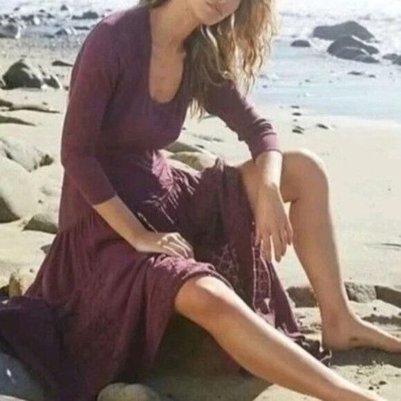 Free People OB1860210 Women's Sz S Dry Rose/Burgundy Sea Me Maxi Dress - Picture 8 of 9